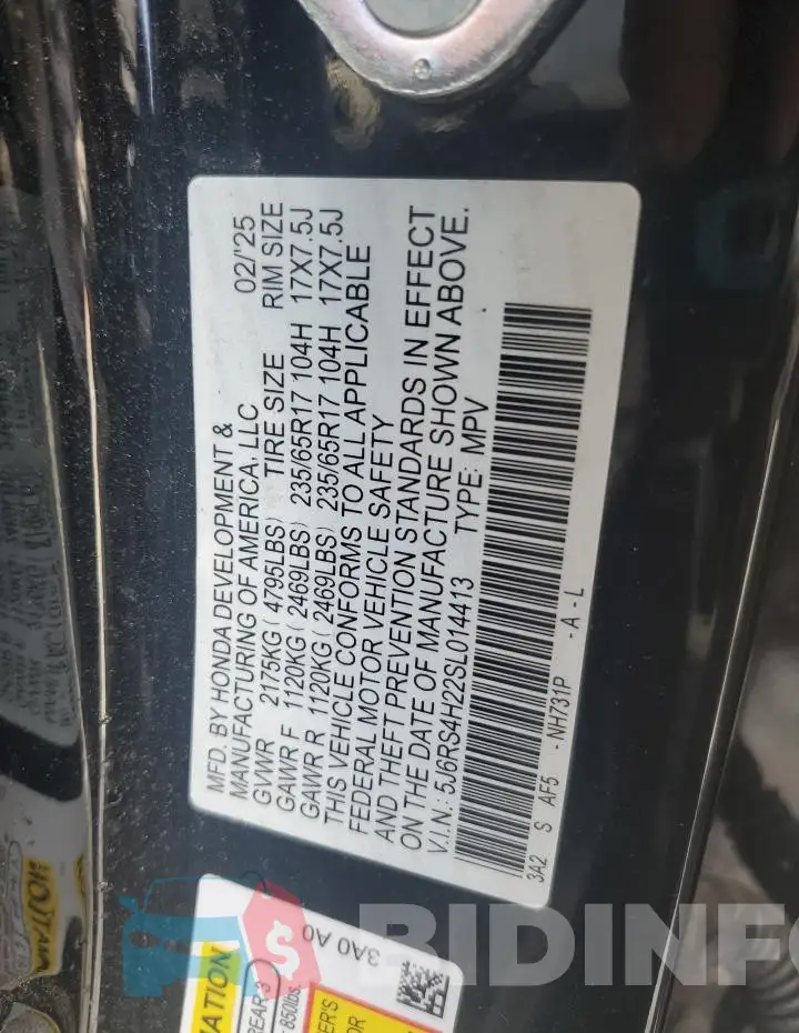 5J6RS4H22SL014413 Photo# 13