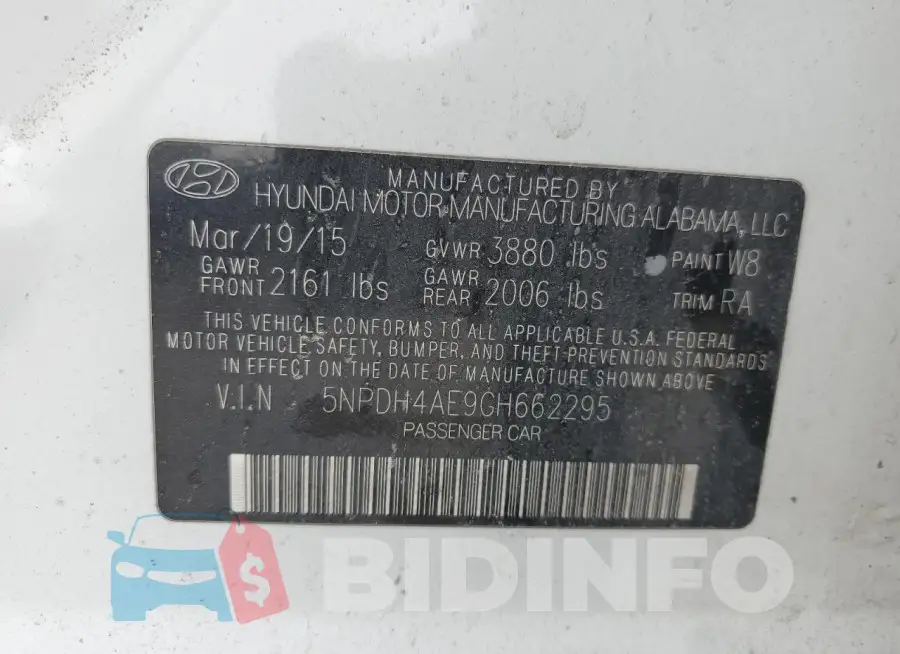 5NPDH4AE9GH662295 Photo# 12