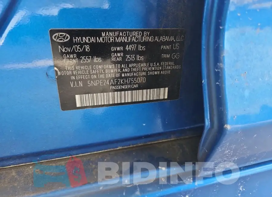 5NPE24AF2KH755070 Photo# 12