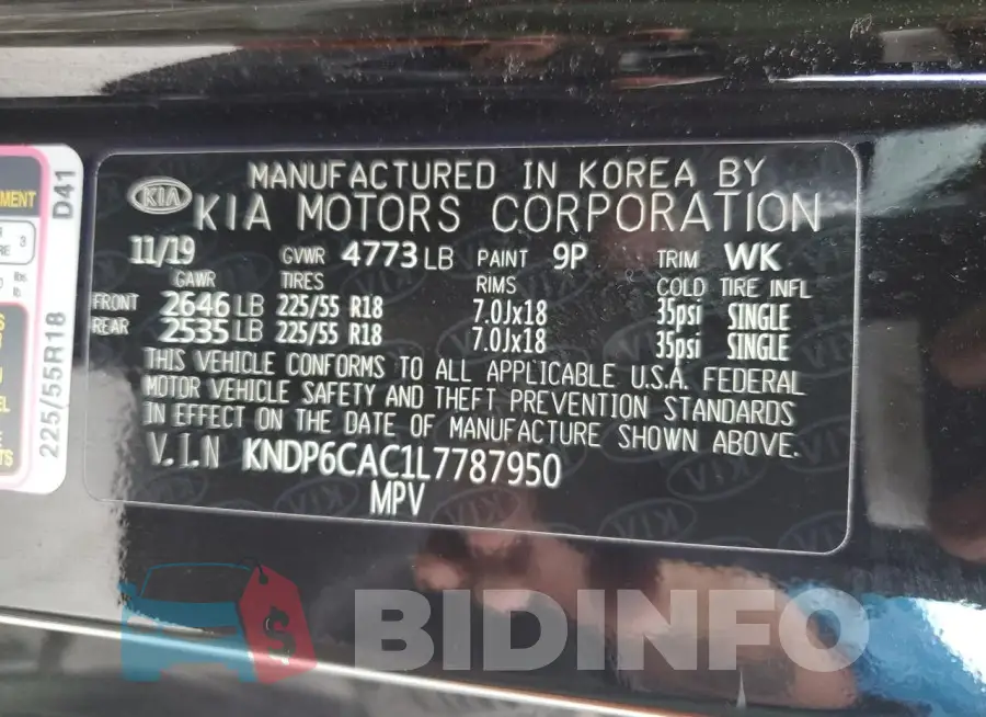 KNDP6CAC1L7787950 Photo# 13