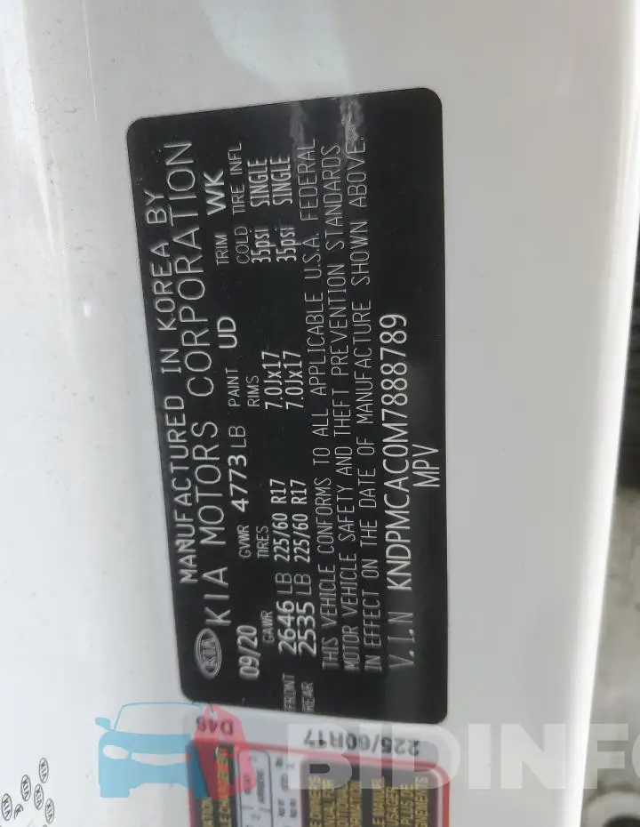 KNDPMCAC0M7888789 Photo# 12