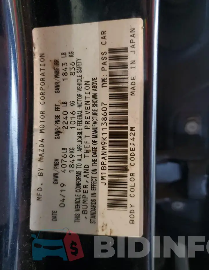 JM1BPANM9K1138607 Photo# 13