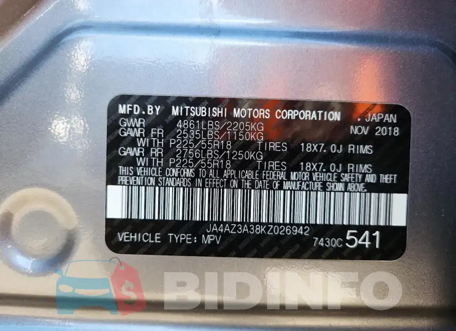 JA4AZ3A38KZ026942 Photo# 14