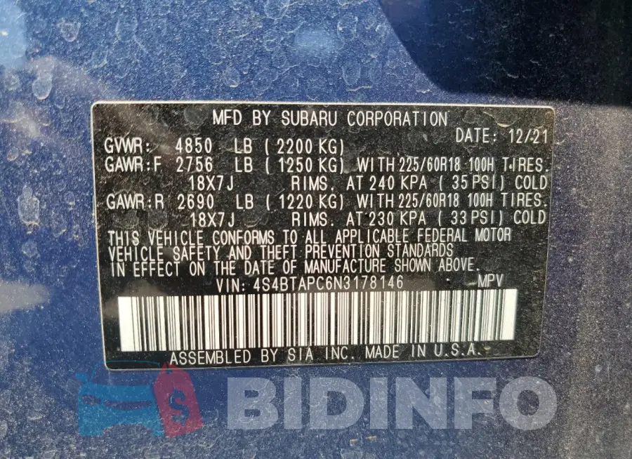 4S4BTAPC6N3178146 Photo# 13