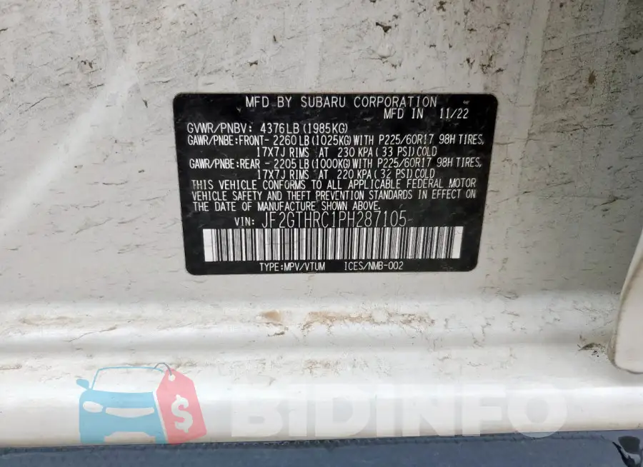 JF2GTHRC1PH287105 Photo# 13
