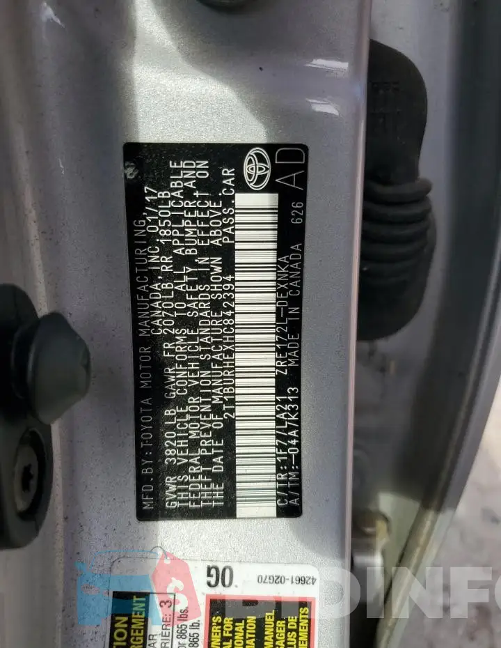2T1BURHEXHC842394 Photo# 12