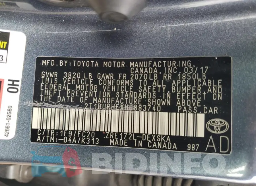2T1BURHEXHC883740 Photo# 13