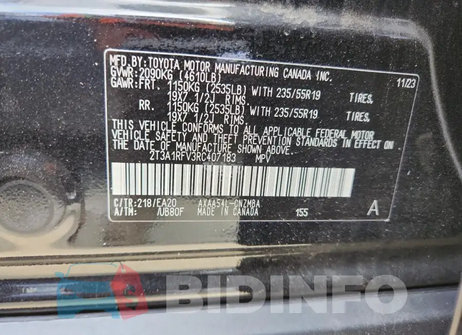 2T3A1RFV3RC407183 Photo# 13