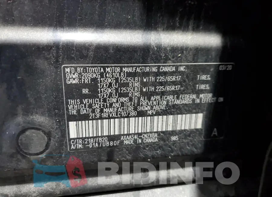 2T3F1RFVXLC107380 Photo# 14