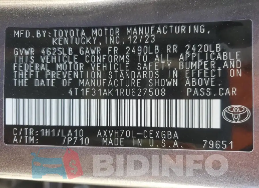 4T1F31AK1RU627508 Photo# 12