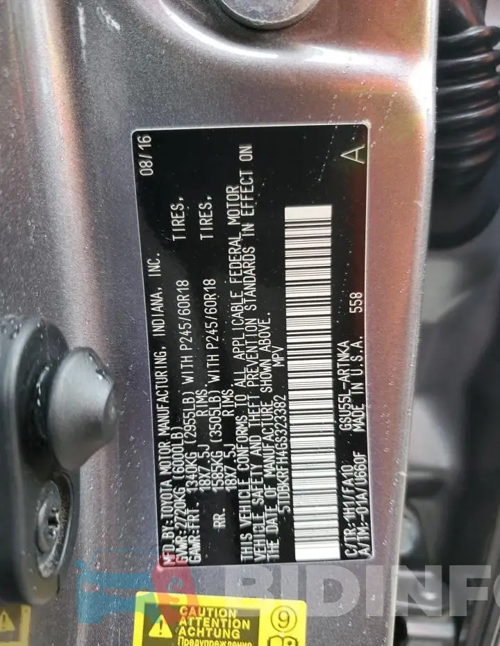5TDBKRFH4GS323382 Photo# 13