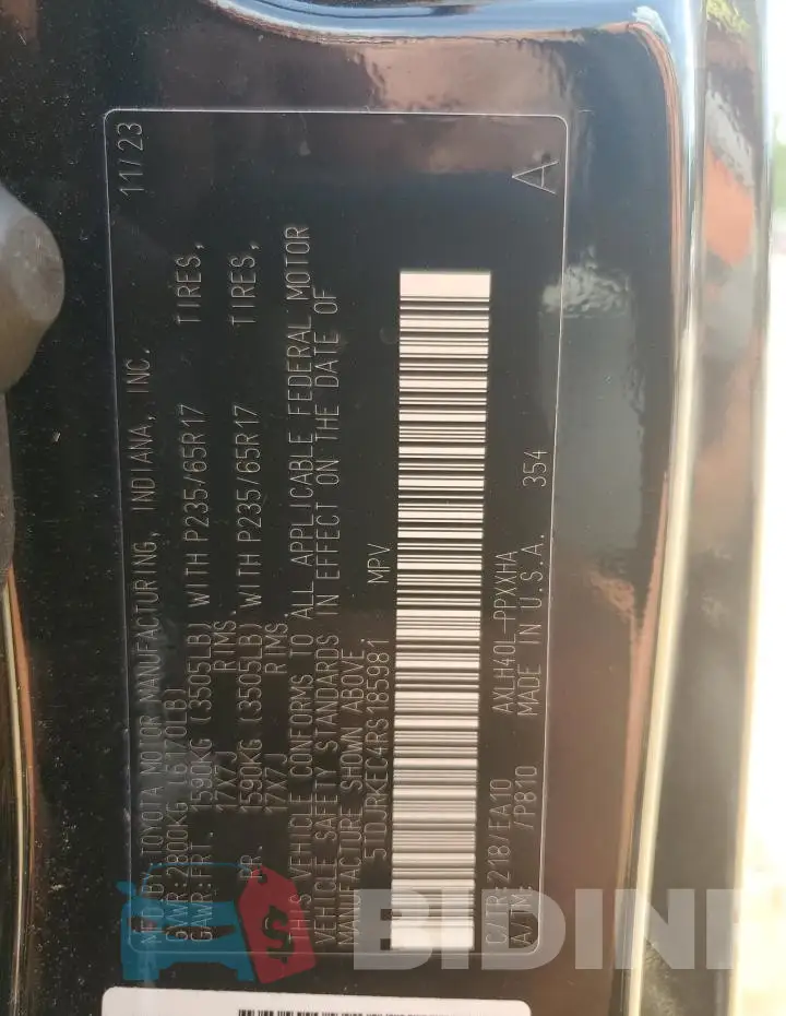 5TDJRKEC4RS185981 Photo# 13