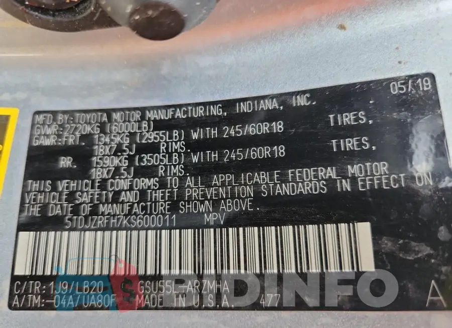 5TDJZRFH7KS600011 Photo# 13