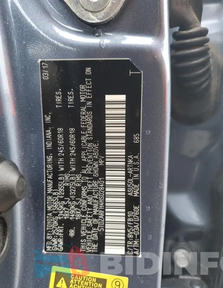 5TDZARFH4HS028401 Photo# 12