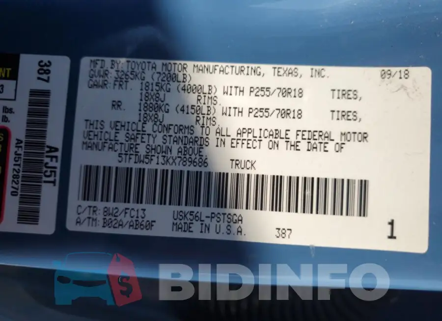 5TFDW5F13KX789686 Photo# 13