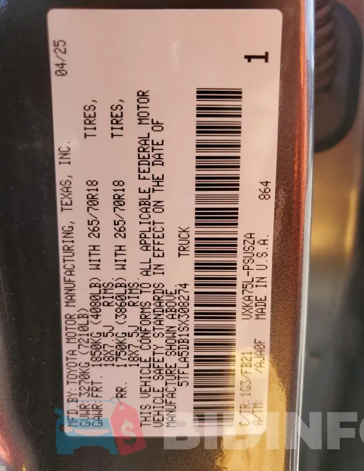 5TFLA5DB1SX308274 Photo# 12