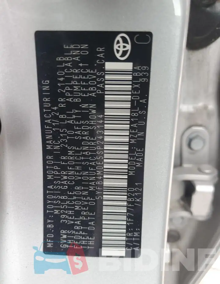 5YFB4MDE5SP243144 Photo# 13