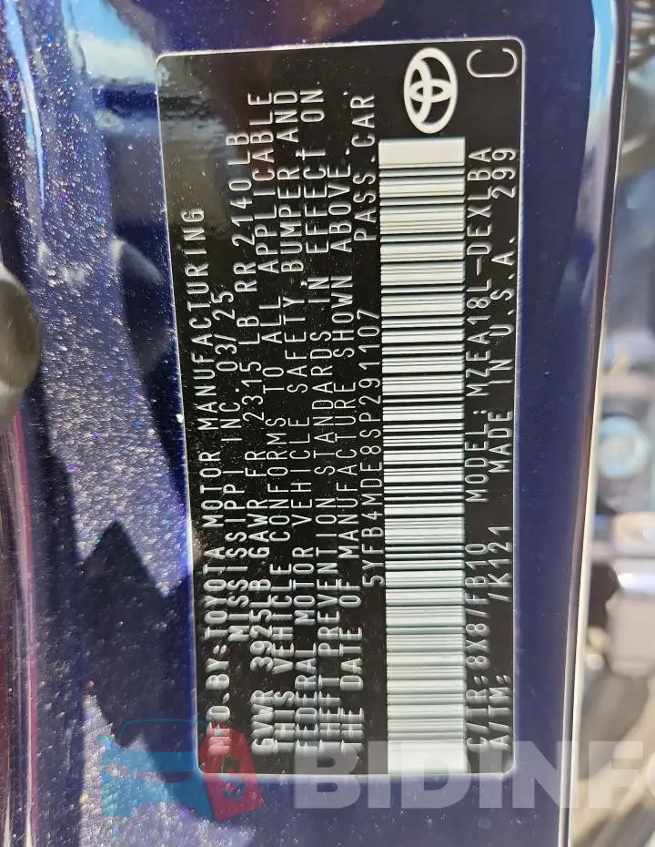 5YFB4MDE8SP291107 Photo# 12