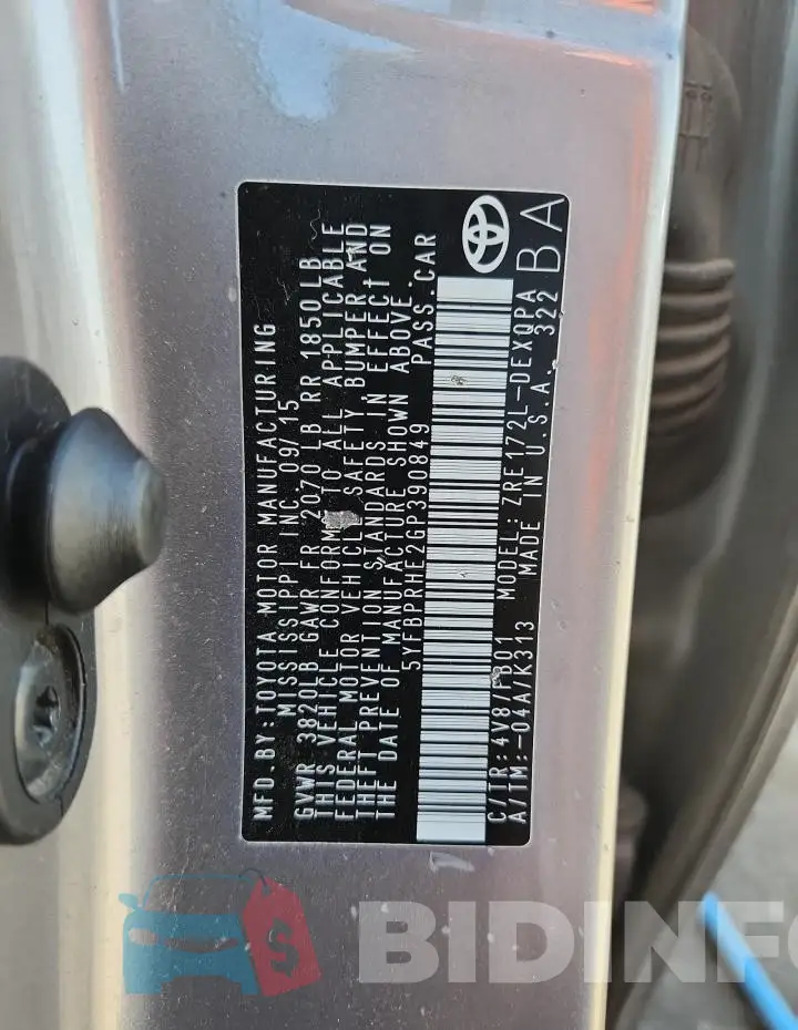 5YFBPRHE2GP390849 Photo# 12
