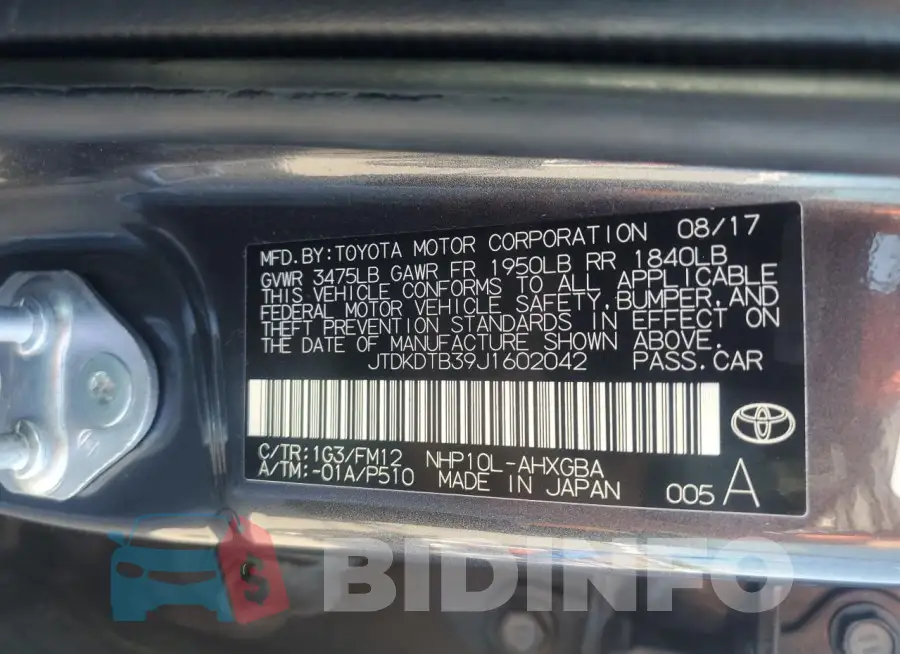 JTDKDTB39J1602042 Photo# 12
