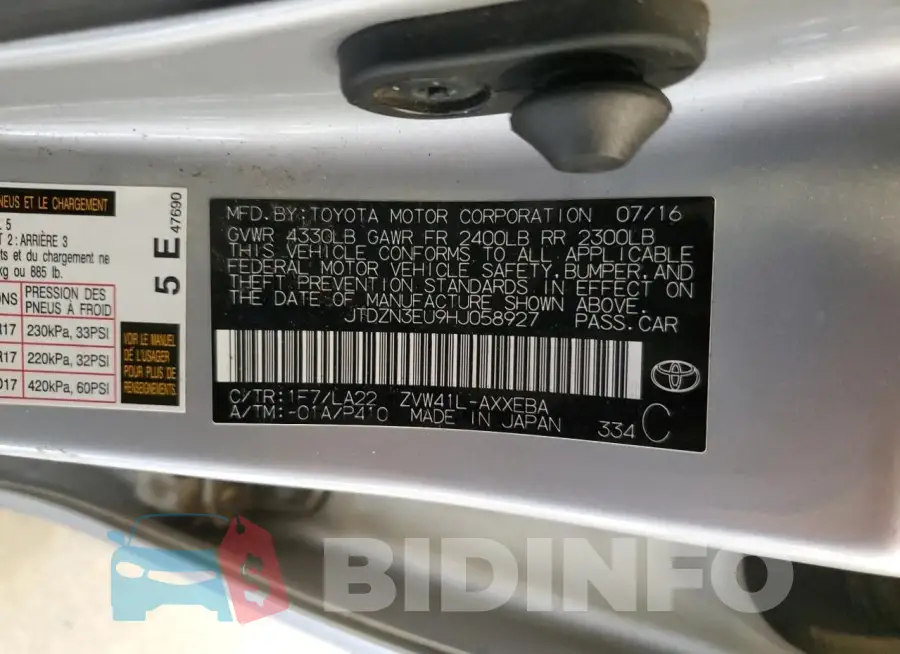 JTDZN3EU9HJ058927 Photo# 13