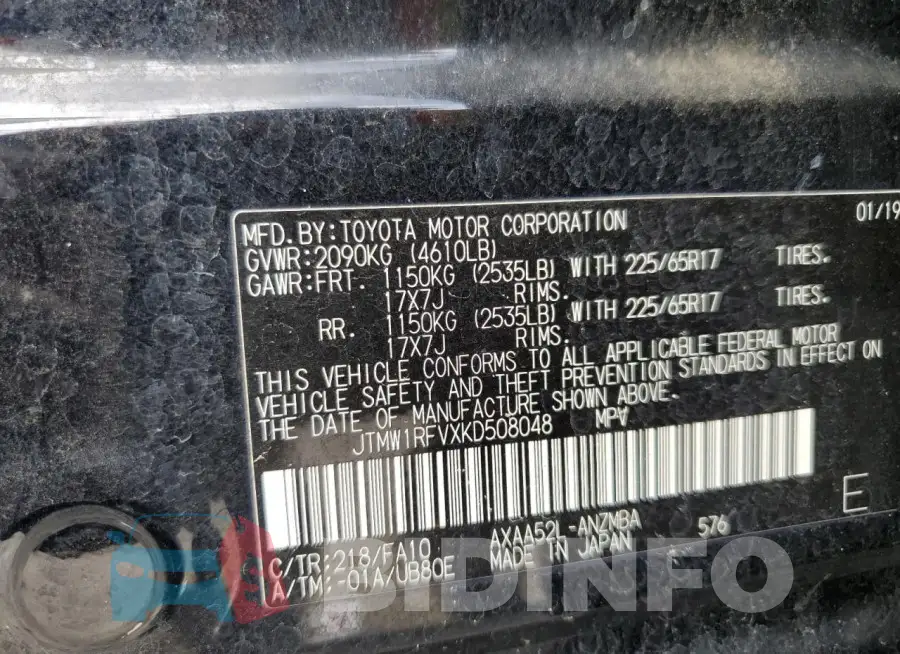 JTMW1RFVXKD508048 Photo# 14