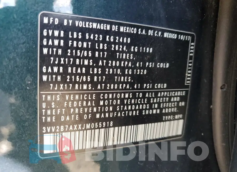 3VV2B7AXXJM055918 Photo# 13
