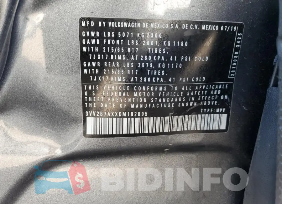 3VV2B7AXXKM182895 Photo# 13
