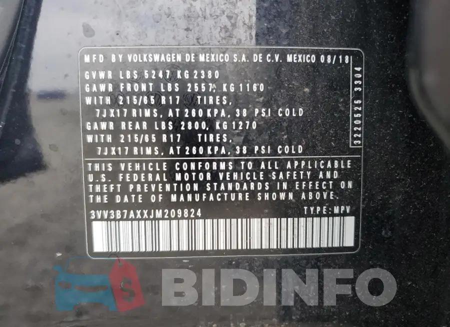 3VV3B7AXXJM209824 Photo# 14