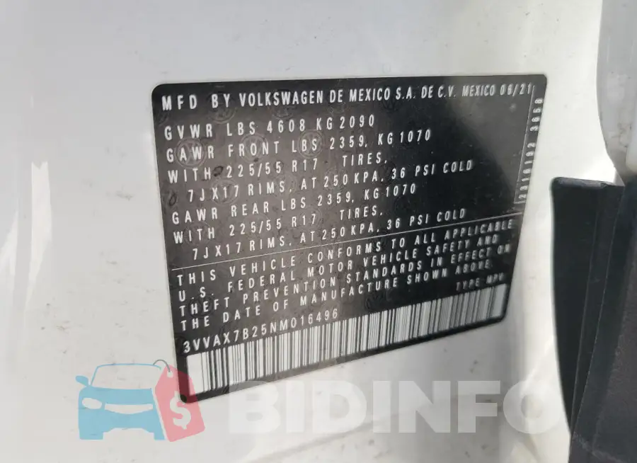 3VVAX7B25NM016496 Photo# 13