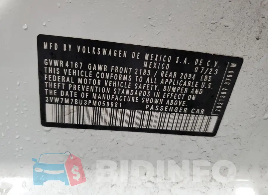 3VW7M7BU3PM059981 Photo# 12