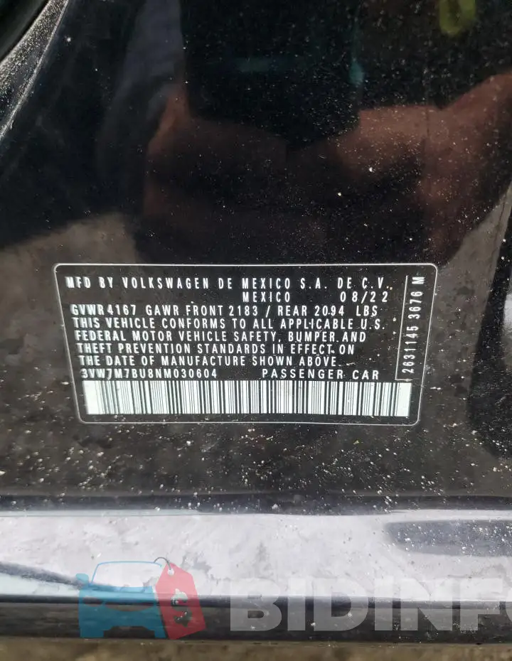 3VW7M7BU8NM030604 Photo# 12