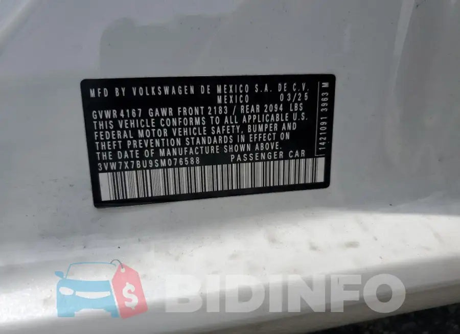 3VW7X7BU9SM076588 Photo# 12
