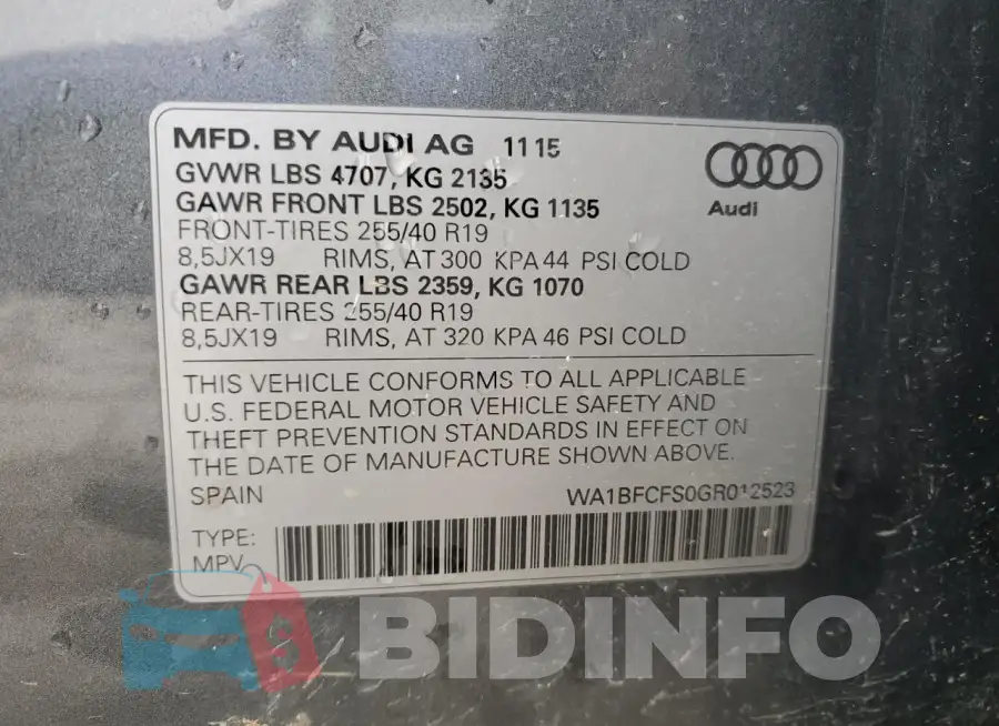 WA1BFCFS0GR012523 Photo# 13