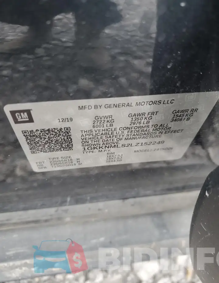 1GKKNMLS2LZ152249 Photo# 12
