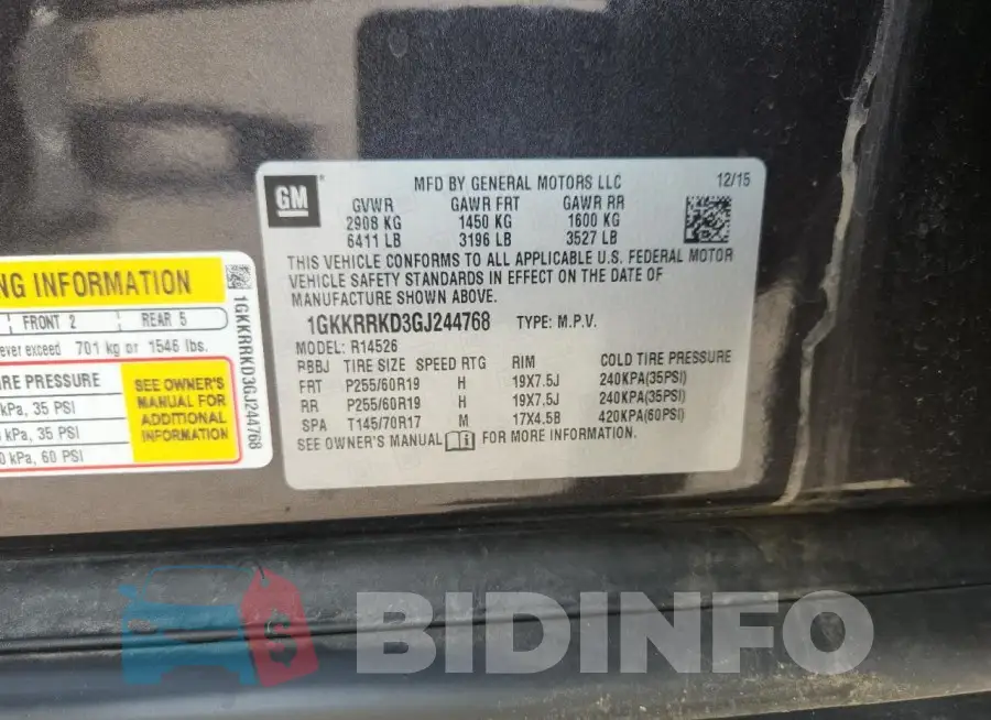 1GKKRRKD3GJ244768 Photo# 13