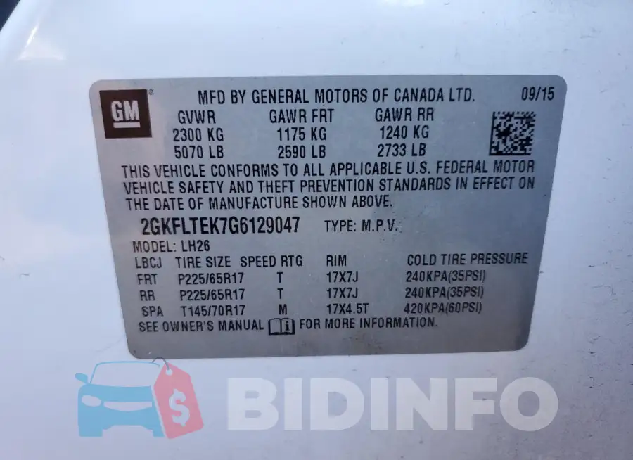 2GKFLTEK7G6129047 Photo# 13
