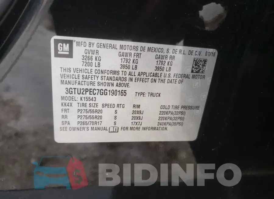 3GTU2PEC7GG190165 Photo# 12