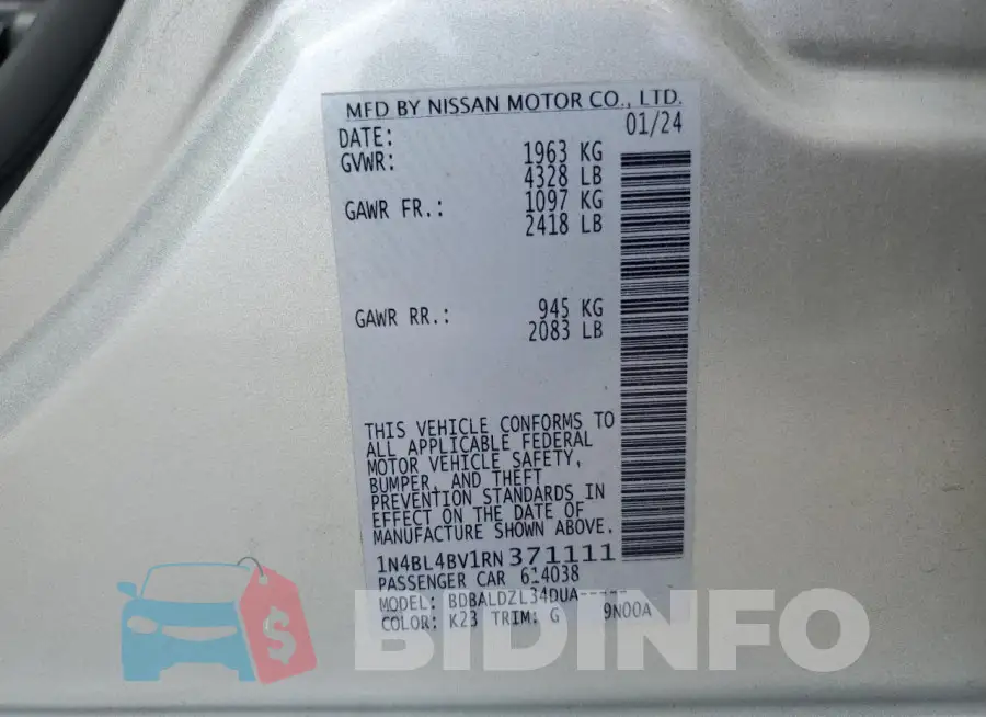 1N4BL4BV1RN371111 Photo# 12