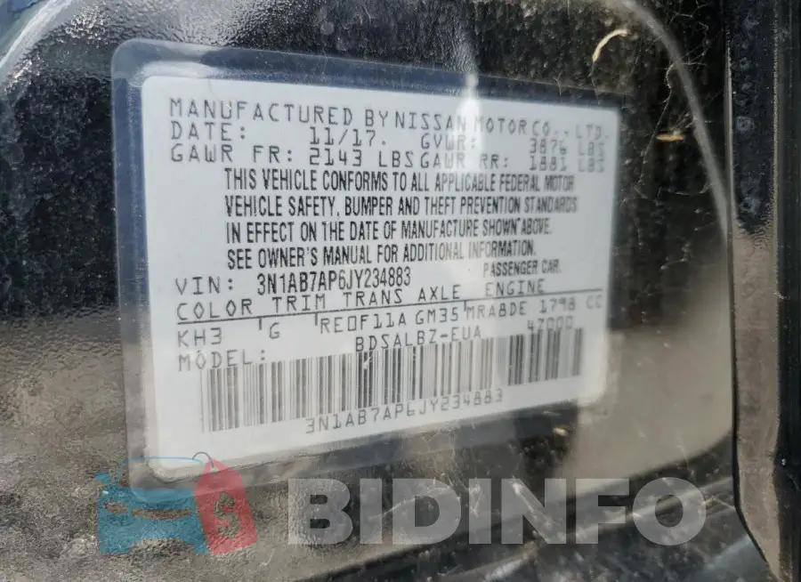 3N1AB7AP6JY234883 Photo# 13