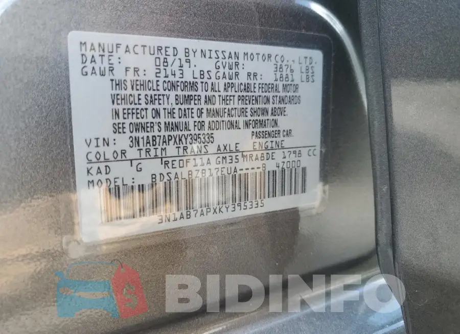 3N1AB7APXKY395335 Photo# 12