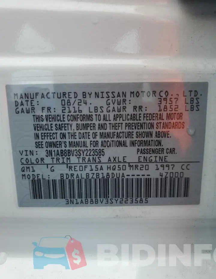 3N1AB8BV3SY223585 Photo# 12