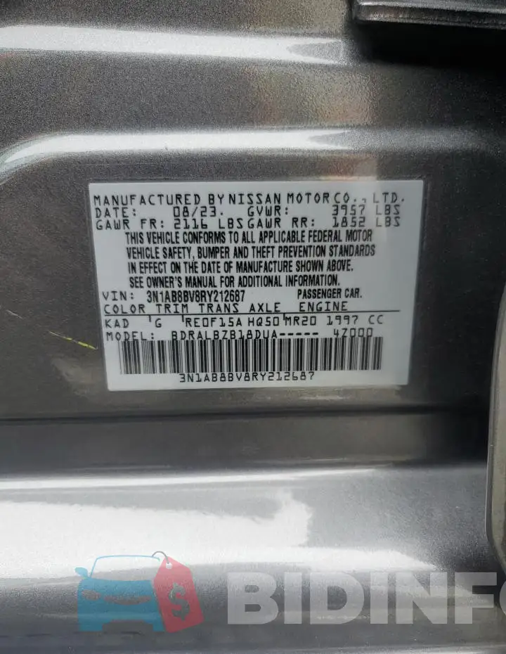 3N1AB8BV8RY212687 Photo# 12