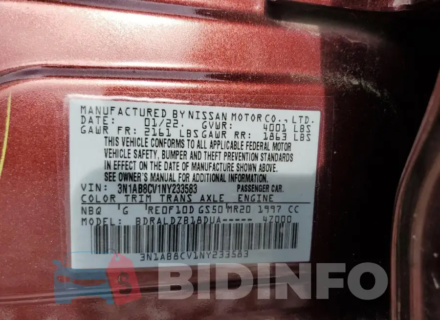3N1AB8CV1NY233583 Photo# 12