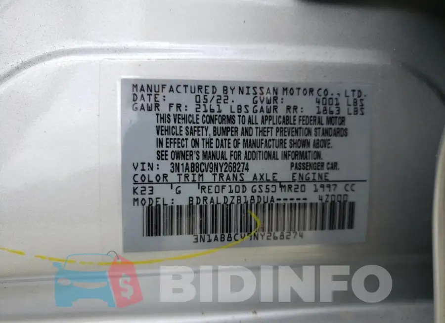 3N1AB8CV9NY268274 Photo# 13