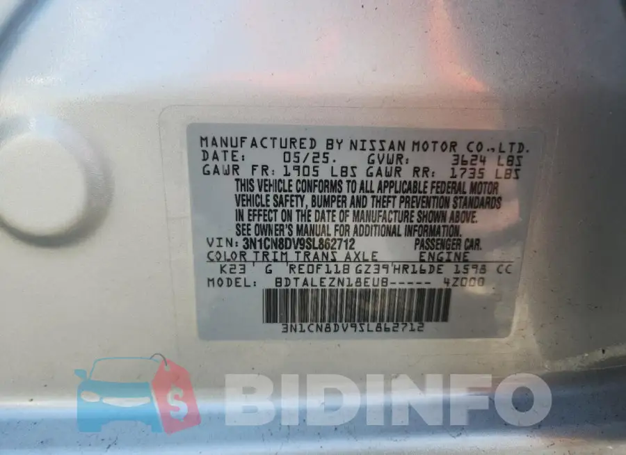 3N1CN8DV9SL862712 Photo# 13