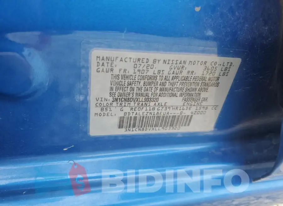 3N1CN8DVXLL903320 Photo# 13
