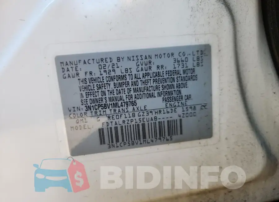 3N1CP5BV1ML479765 Photo# 13