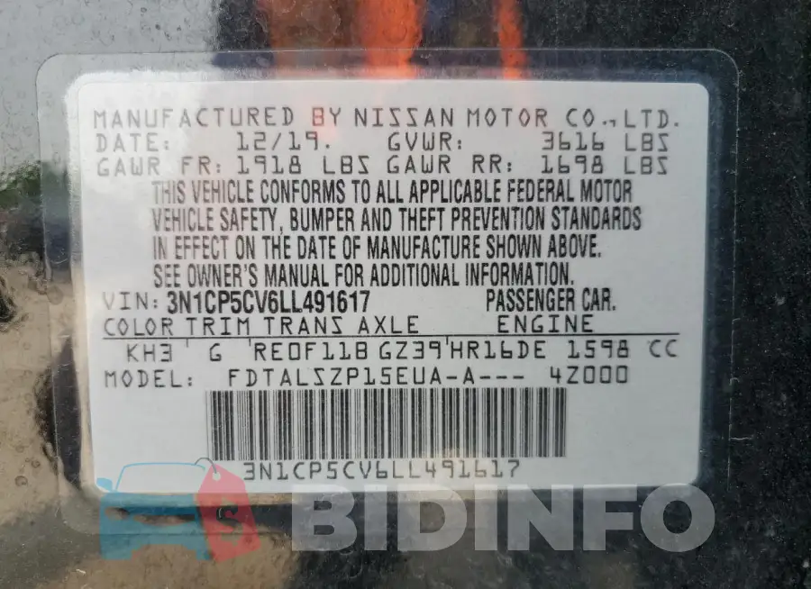 3N1CP5CV6LL491617 Photo# 13