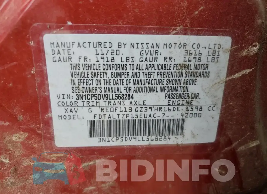 3N1CP5DV9LL568284 Photo# 13